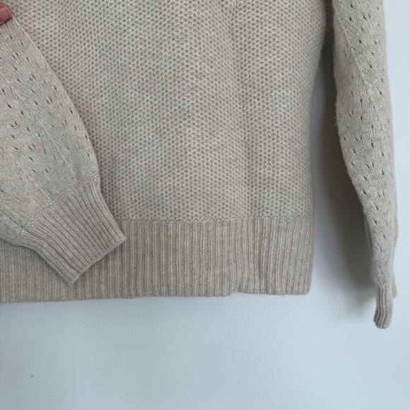 Madewell Mclean Pullover Sweater Merino Wool Pointelle sleeve Knit oatmeal XS - Picture 7 of 10